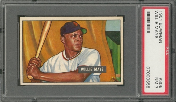 1951 Bowman #305 Willie Mays Rookie Card – PSA NM 7